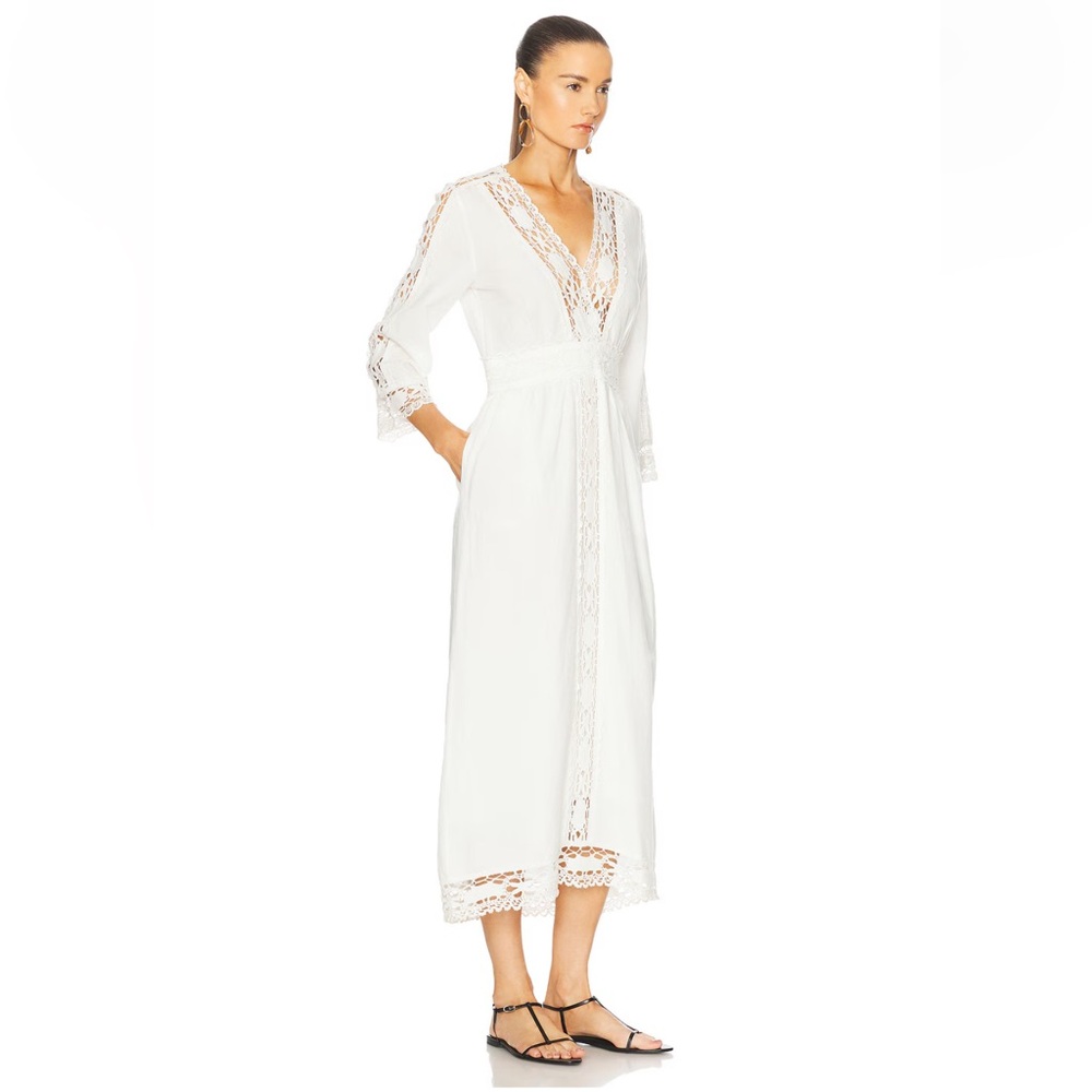 Isabel MARANT ÉTOILE Veona lace-trimmed linen cotton-blend midi dress white FR36 - Picture 11 of 12
